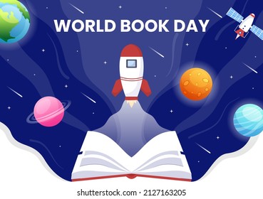 World Book Day Flat Cartoon Background Illustration. Stack of Books to Reading, Increase Insight and Knowledge Suitable for Wallpaper or Poster