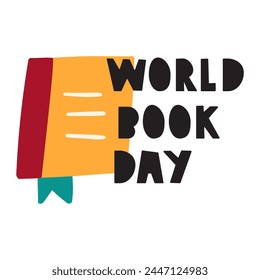 World book day. Flat design. Hand drawn vector illustration on white background.