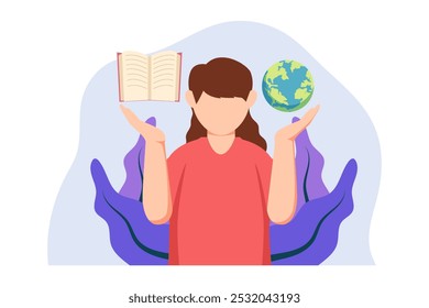 Ilustración de diseño plano del Día Mundial del Libro