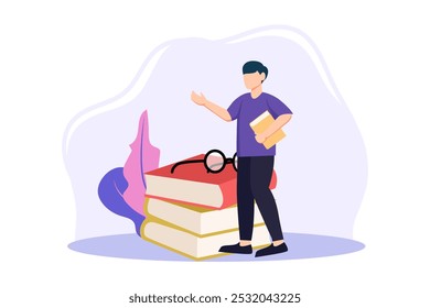 Ilustración de diseño plano del Día Mundial del Libro