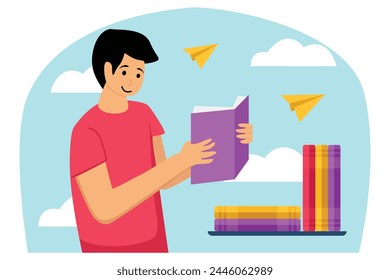 Flache Illustration zum Welttag des Buches