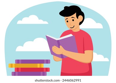 Ilustración plana del Día Mundial del Libro
