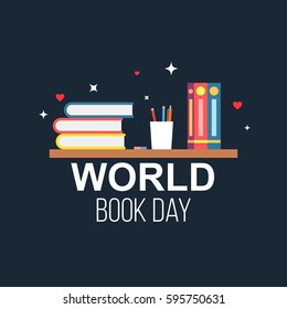 World book day flat style illustration