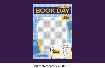 Volante del Día Mundial del Libro. Diseño de Ilustración vectorial para cartel, Anuncio, volante, saludo, tarjeta, correo, cubierta.