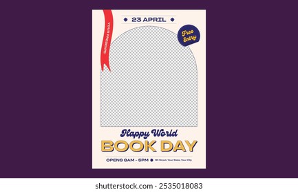 Volante del Día Mundial del Libro. Diseño de Ilustración vectorial para cartel, Anuncio, volante, saludo, tarjeta, correo, cubierta.