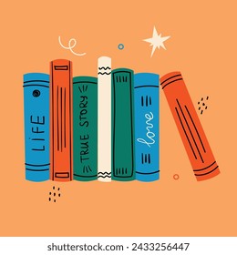 World Book Day graphics - book week events. Modern flat vector concept illustration of reading people in retro style