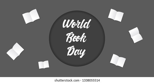 World book day gray clean paper background template. Can use for banner, poster, flyer, cover. card, backdrop, presentation