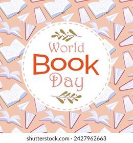 World Book Day. Greeting card.Vector illustration