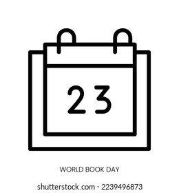 world book day icon. Line Art Style Design Isolated On White Background