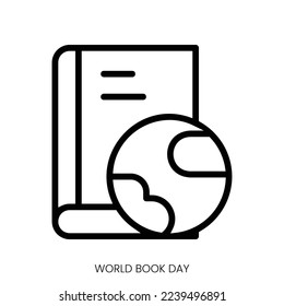 world book day icon. Line Art Style Design Isolated On White Background