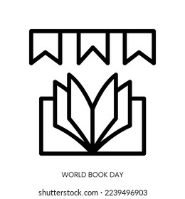 world book day icon. Line Art Style Design Isolated On White Background