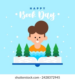 World Book Day Illustration Background. Happy Book Day Banner Background