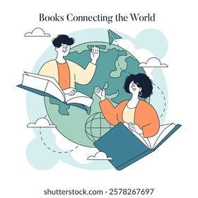 World Book Day illustration. Celebrating the power of literature to connect individuals across the globe. Books serve as bridges between cultures and ideas, fostering understanding and community