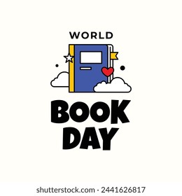 world book day illustration with groovy style