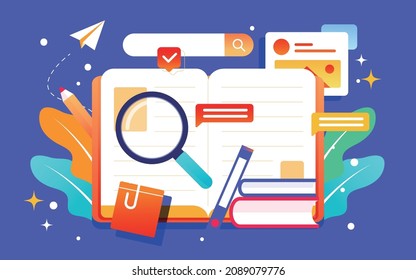 World book day illustration online class online education learning class poster