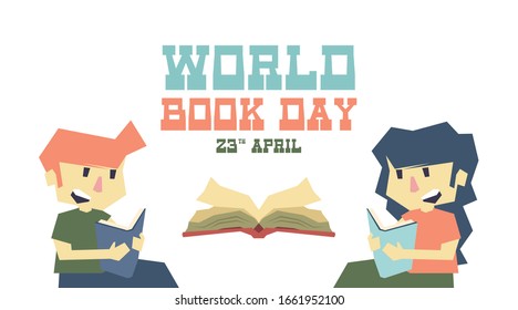 World book day illustration vector. Flat illustration of world book day web banner template vector