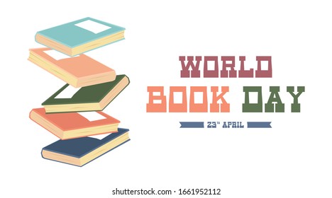World book day illustration vector. Flat illustration of world book day web banner template vector