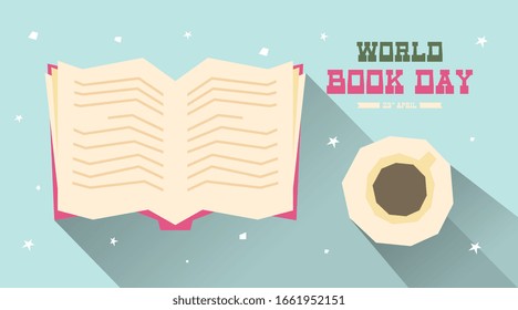 World book day illustration vector. Flat illustration of world book day web banner template vector