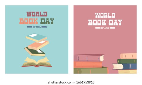 World book day illustration vector. Flat illustration of world book day web banner template vector