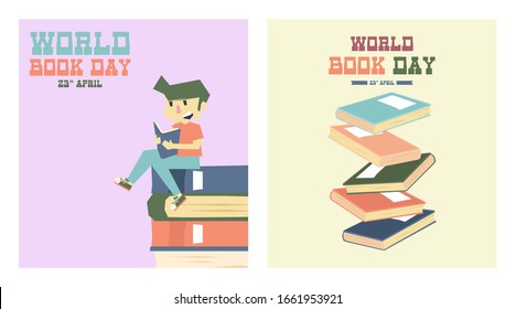 World book day illustration vector. Flat illustration of world book day web banner template vector