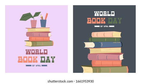 World book day illustration vector. Flat illustration of world book day web banner template vector