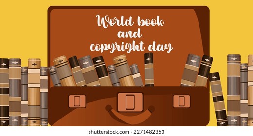 Vector de ilustración del día mundial del libro. Ilustración plana del vector de plantilla de banner web del día mundial del libro.