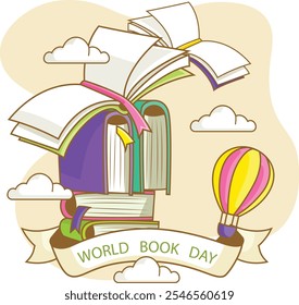 DÍA MUNDIAL DEL LIBRO . El libro es una parte importante del estudio. Este ilustrador es el Fondo de pantalla escolar.
