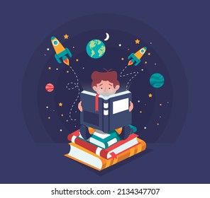 World book day - Kid reading imagination