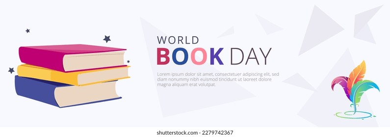 world book day, day of learning and education celebration. background of pile of books and pens