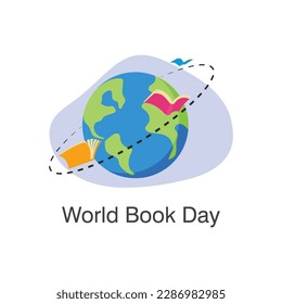 World book day logo vector flat design template
