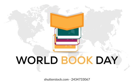 World Book Day observed every year in April. Template for background, banner, card, poster with text inscription.