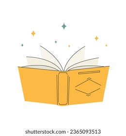 World book day. One book isolated on a white background with stars. Hand drawn educational vector illustrations
