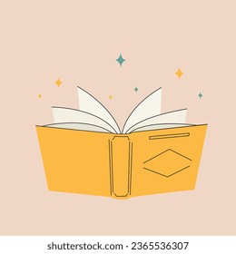 World book day. One book isolated with stars. Hand drawn educational vector illustrations