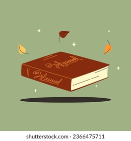 World book day. One book isolated with stars and flying leaves. Hand drawn educational vector illustrations