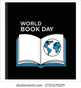 World Book Day open book with planet Earth illustration reading literature