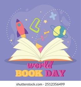 World book day poster Science and space Vector
