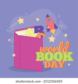 Welt Buch Tag Poster Wissenschaft und Raum Vektor