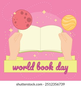 World book day poster Science and space Vector