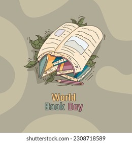 Cartel vectorial del día mundial del libro en colores pastel