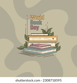 Cartel vectorial del día mundial del libro en colores pastel