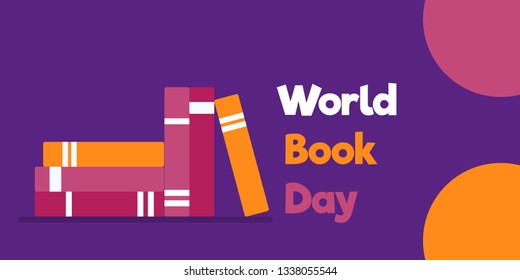World book day purple clean simple background template. Can use for banner, poster, flyer, cover. card, backdrop, presentation