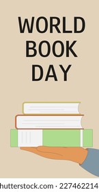 World book day. World reading day. Hand, books. Concept reading, library. Education vector illustration. 23 april. 