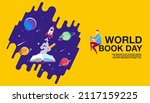 World book day, reading Imagination
, back to school, template banner, concept vector illustration