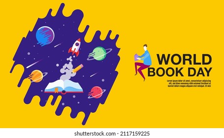 World Book Day, Reading Imagination
, Back To School, Template Banner, Concept Vector Illustration