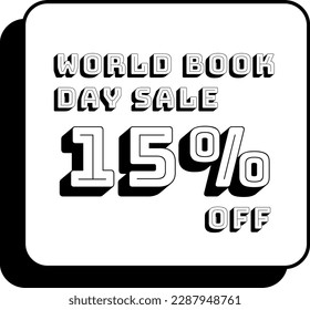 World Book Day Sale 15 Percent Discount Sticker Tag