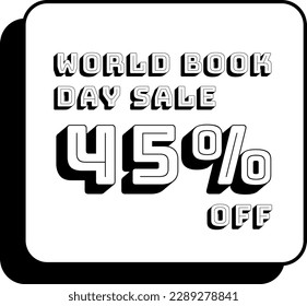 World Book Day Sale 45 Percent Discount Sticker Tag