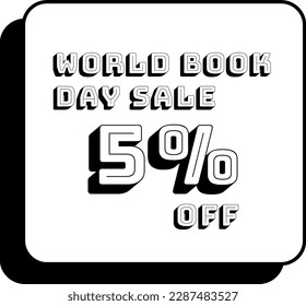 World Book Day Sale 5 Percent Discount Sticker Tag