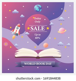 World book day sale banner. vector illustration.