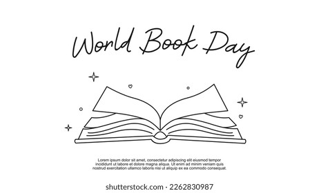 World Book Day SImple Flat Line Illustration