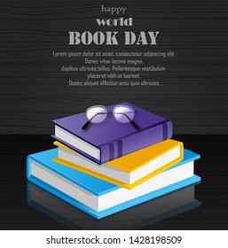 World book day with stack of books